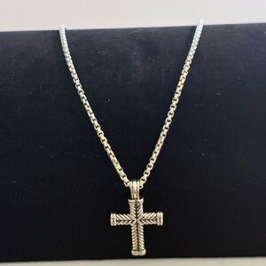 David Yurman Silver Cross Necklace
